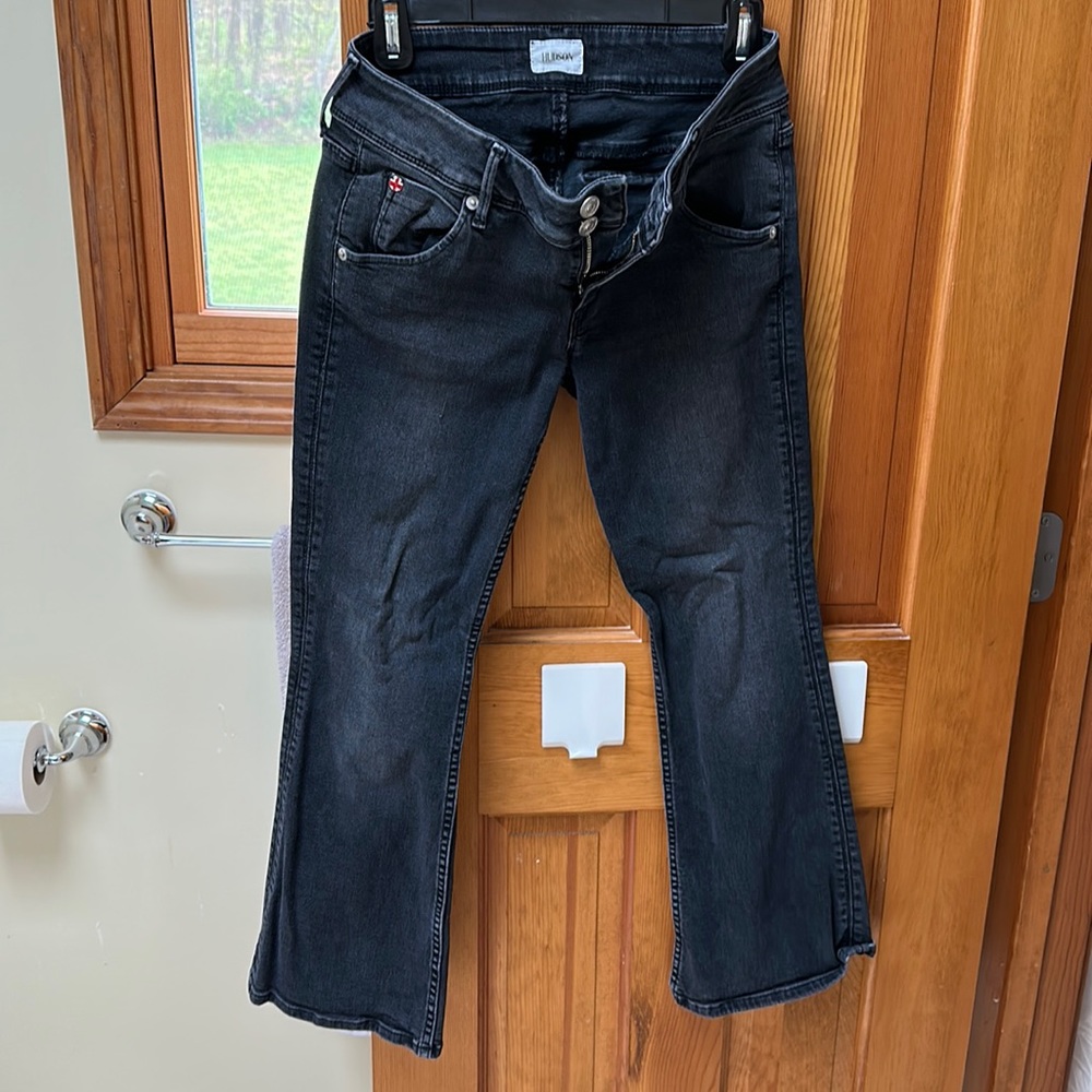 Hudson crop boot cut black washed jeans